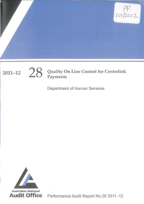 Quality on line control for centrelink payments/ Dept. of Human Services