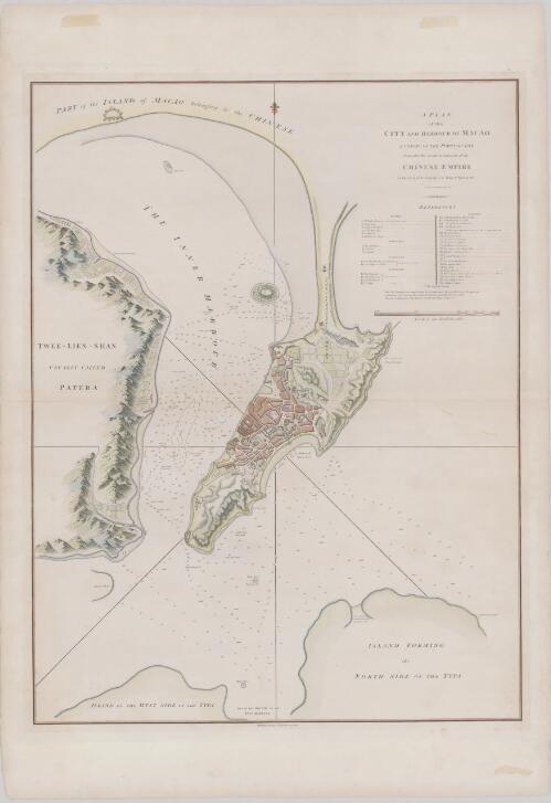 A plan of the city and harbour of Macao : a colony of the Portugueze situated at the southern extremity of the Chinese Empire in lat. 22 ⁰12ʹ44ʺ N., long. 113°35ʹ0ʺ East of Greenwich / engraved by B. Baker, Islington