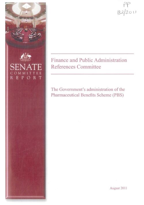 The government's administration of the Pharmaceutical Benefits Scheme (PBS) / Finance and Public Administration References Committee