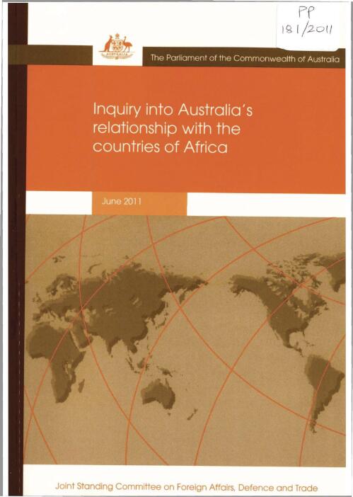 Inquiry into Australia's relationship with the countries of Africa / Joint Standing Committee on Foreign Affairs, Defence and Trade