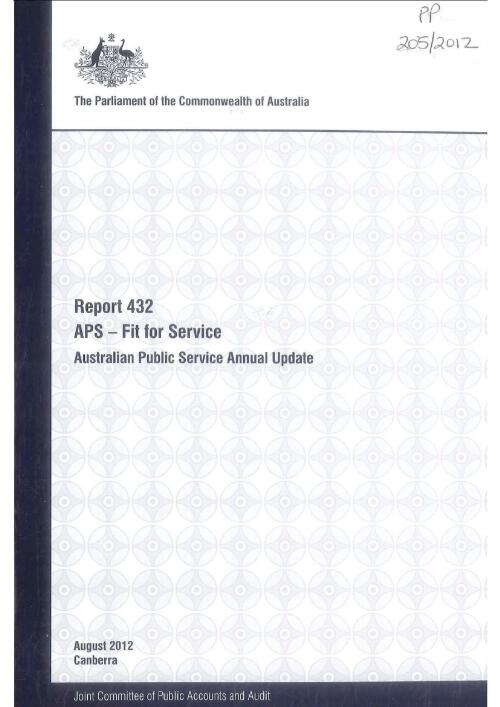 APS - fit for service : Australian Public Service Annual Update / House of Representatives, Joint Committee of Public Accounts and Audit