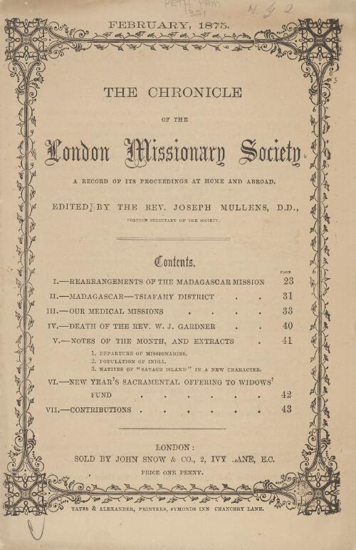 The Chronicle of the London Missionary Society : a record of its proceedings at home and abroad