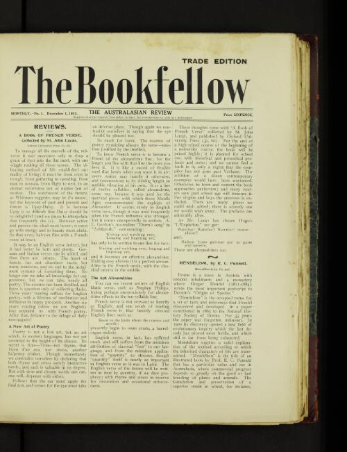 The bookfellow : the Australasian review and journal of the Australasian book trade