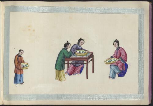 [Zhongguo gu dai si chou zhi zuo tu ji. Xuan can = Album of Chinese silk production. Choosing silkworms]