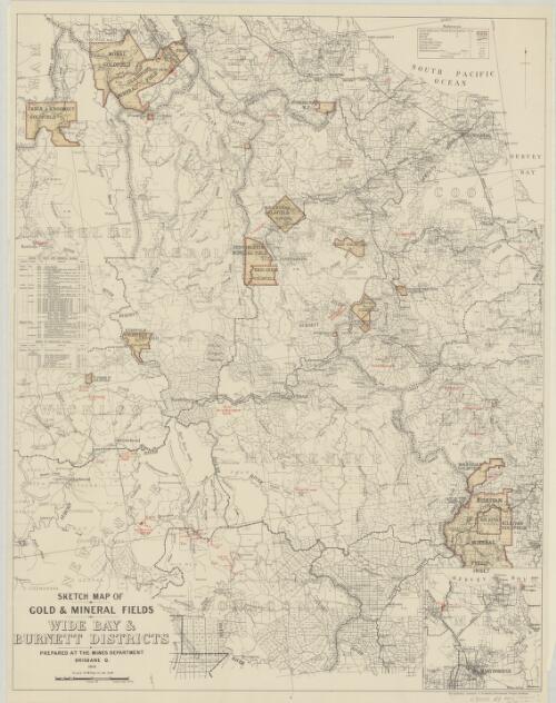 Sketch map of gold & mineral fields Wide Bay & Burnett districts [cartographic material] / prepared at the Department of Mines, Brisbane Q. 1914