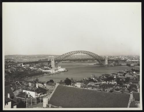Elevated view of Sydney Harbour Bridge, Sydney, approximately 1935