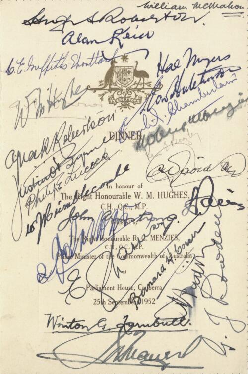 [Hughes, W.M. (Billy) : programs and invitations ephemera material collected by the National Library of Australia]