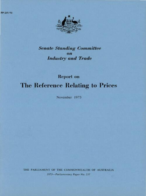 Report on the reference relating to prices / Senate Standing Committee on Industry and Trade
