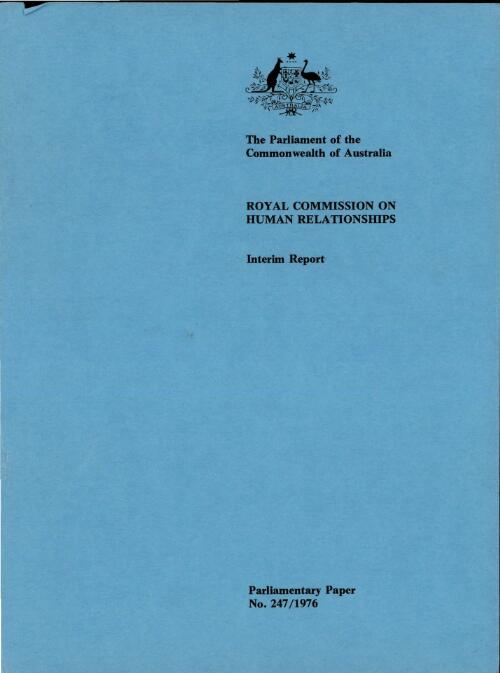 Interim report / Royal Commission on Human Relationships