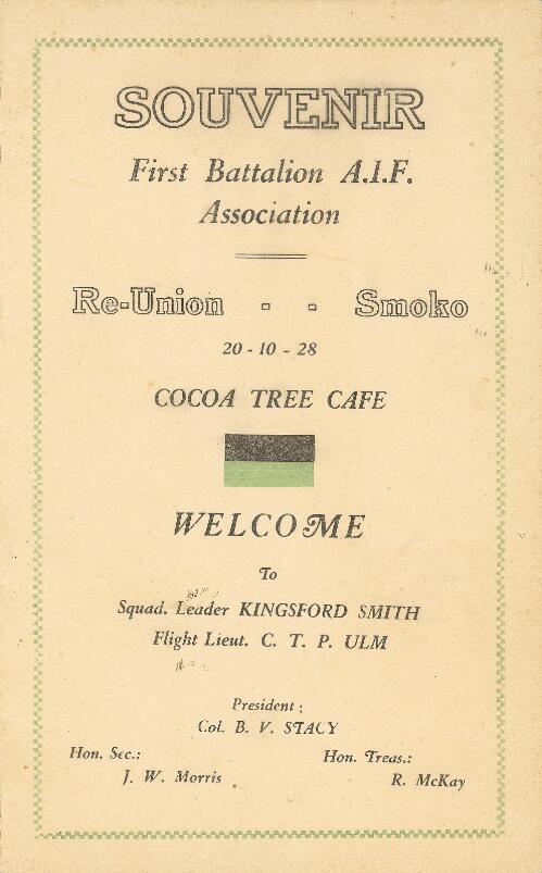 [Kingsford-Smith, Charles : programs and invitations ephemera material collected by the National Library of Australia]