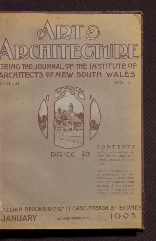 Art and architecture : the journal of the Institute of Architects of New South Wales