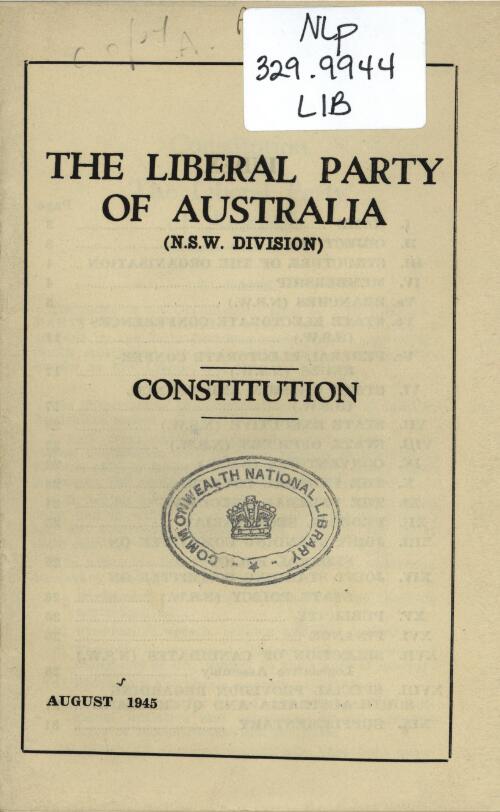 Constitution / Liberal Party of Australia, N.S.W. Division