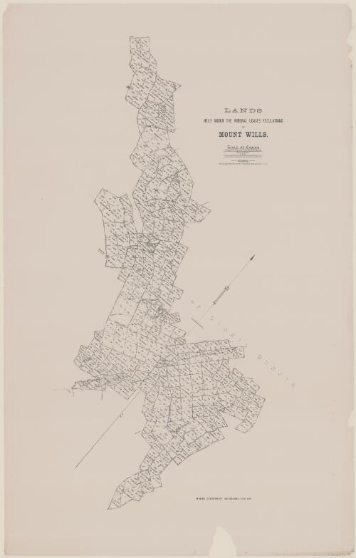 Lands held under the mineral leases regulations at Mount Wills / Mining Department, Melbourne, Decr. 1891