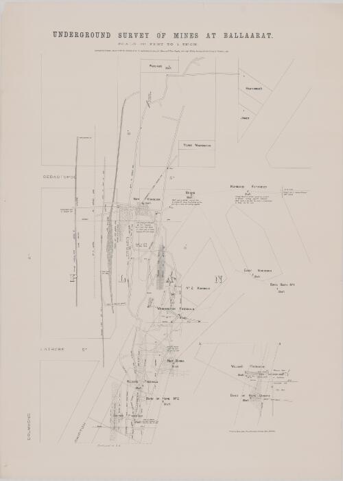 Underground survey of mines at Ballaarat / surveyed by Robert Allan under the direction of C.W. Langtree, Secretary for Mines, and Water Supply, and Chief Mining Surveyor for the Colony of Victoria, 1886