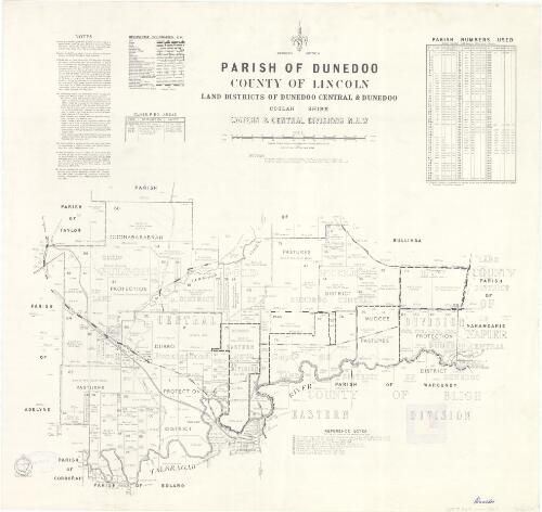 Parish of Dunedoo, County of Lincoln [cartographic material] : Land Districts of Dunedoo Central & Dunedoo, Coolah Shire, Eastern & Central Divisions N.S.W / compiled, drawn & printed at the Department of Lands, Sydney, N.S.W