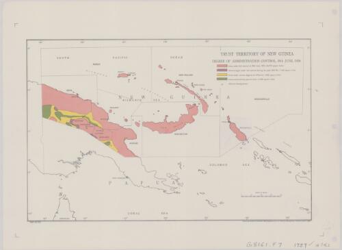 Trust Territory of New Guinea ; Territory of Papua [cartographic material] : degree of administration control, 30th June, 1958 / drawn by Division of National Mapping, Department of National Development