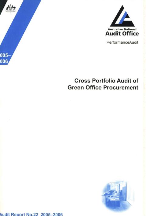 Cross portfolio audit of green office procurement / the Auditor-General