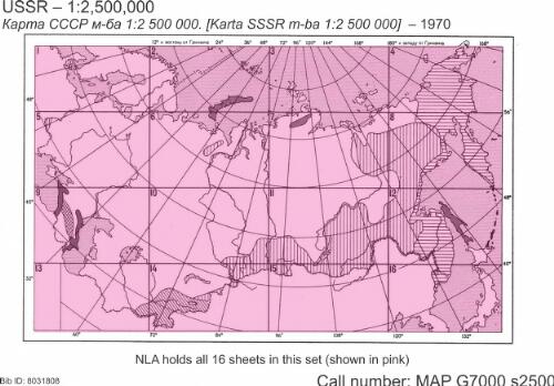Karta SSSR : masshtab 1:2 500 000 / Glavnoe upravlenie geodezii i kartografii MVD SSSR, Moskva, 1958 g. = Map of the U.S.S.R. : scale 1:2,500,000 / Glavnoye upravleniye geodeziyi i kartografiyi (GUGK) MVD, U.S.S.R., Moscow 1958