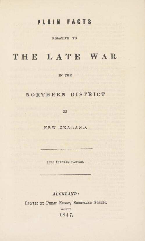Plain facts relative to the late war in the northern district of New Zealand