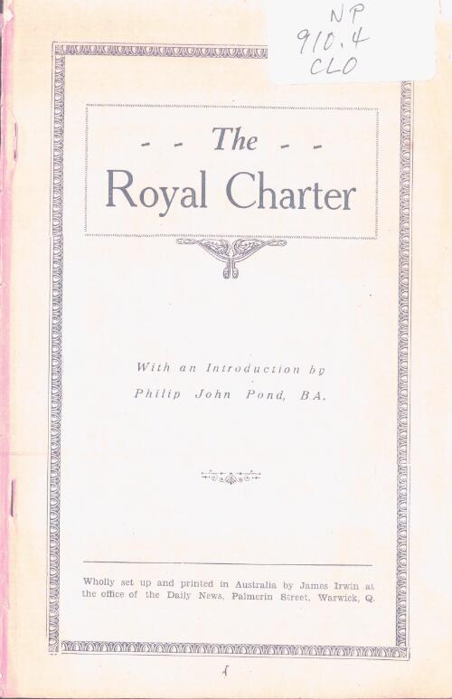 The Royal Charter / with an introduction by Philip John Pond
