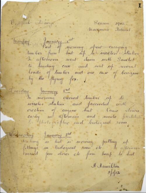 Papers of Sir Douglas Mawson, 1911-1931 [manuscript]