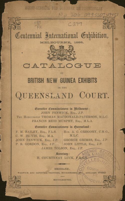 Collections from British New Guinea exhibited by Her Majesty's Special Commissioner. : in charge of J.W. Lindt
