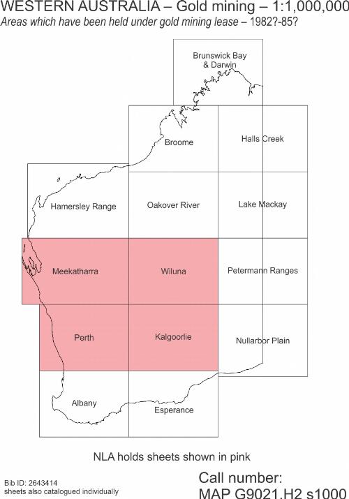 Areas which have been held under gold mining lease : [Western Australia] [cartographic material] / compiled and drawn in the Surveys and Mapping Division, Dept. of Mines