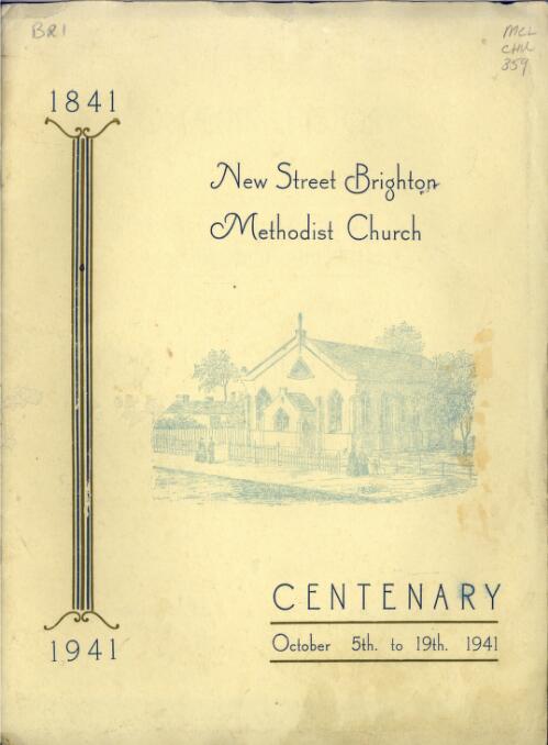 Souvenir history of New Street Brighton Methodist Church : one hundred years, 1841-1941