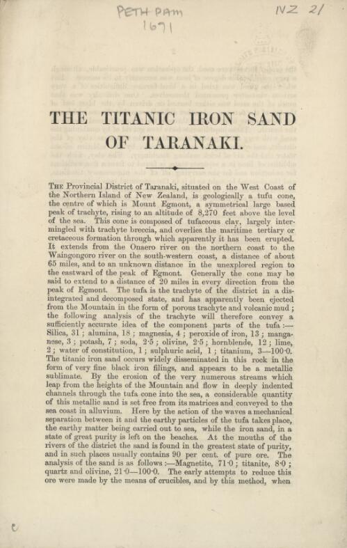 The Titanic iron sand of Taranaki
