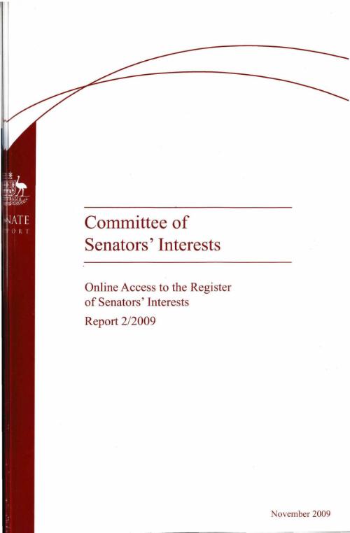 Online access to the register of Senators' Interests / The Senate, Committee of Senators' Interest