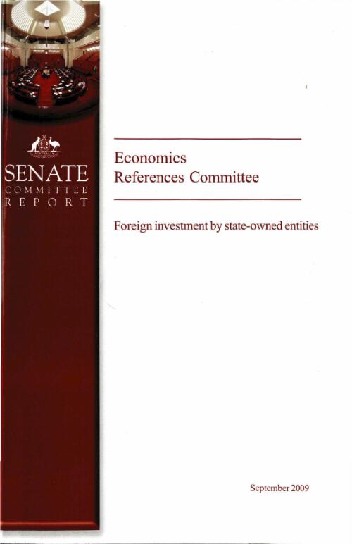 Foreign investment by state-owned entities / Economics References Committee