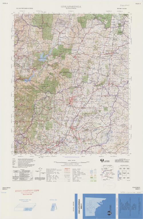 [South Australia] 1:50 000 topographic series, cadastral overprint : [Map type D3]. 6628-2, Onkaparinga, South Australia [cartographic material] / production: in compliance with the National Mapping standards by the Department of Lands