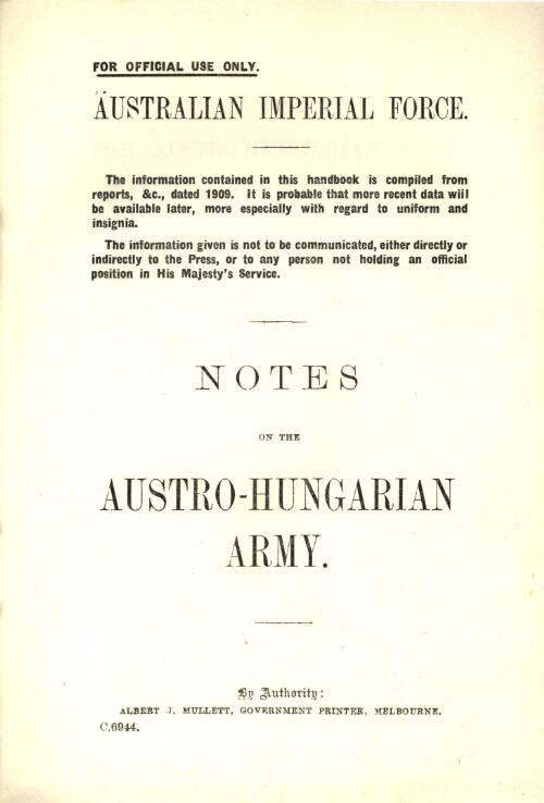 Notes on the Austro-Hungarian army