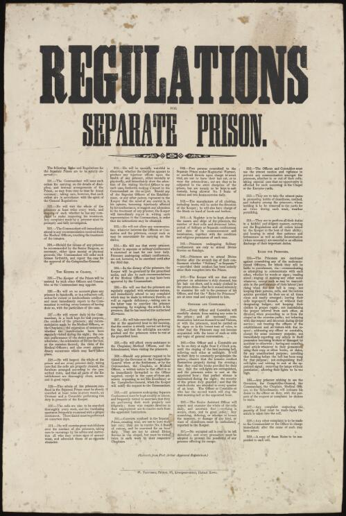 Regulations for separate prison