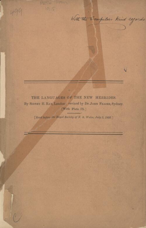 The languages of the New Hebrides / by Sidney H. Ray ; revised by John Fraser