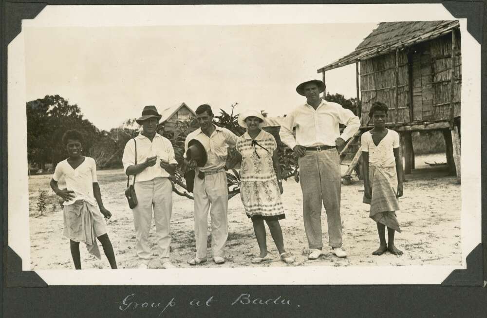 Mattie Yonge and other expedition members, Badu Island, Queensland, ca. 1928