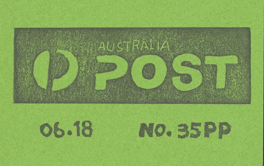 A green background with the 2018 Australia Post logo printed on it.