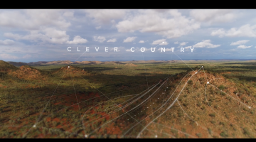 A desert and skyline with the words Clever Country