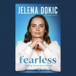 Blue book cover featuring a women with short brown hair staring forward with a small smile, and text reading 'Jelena Dokic' and 'Fearless'