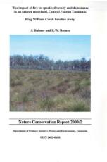 Thumbnail - The impact of fire on species diversity and dominance in the eastern moorland, Central Plateau Tasmania : King William Creek baseline study