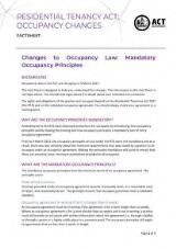 Thumbnail - Changes to occupancy law : mandatory occupancy principles : Residential Tenancy Act : occupancy changes : factsheet.