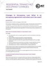 Thumbnail - Changes to occupancy law : what is an occupancy agreement and when can it be used? : Residential Tenancy Act : occupancy changes : factsheet.