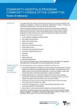 Thumbnail - Community hospitals program community consultative committee : terms of reference.