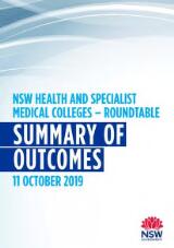 Thumbnail - NSW Health and specialist medical colleges - roundtable : summary of outcomes 11 October 2019.