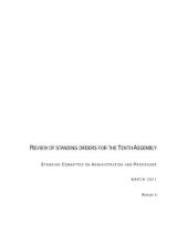 Thumbnail - Review of Standing Orders for the Tenth Assembly.
