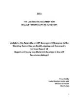 Thumbnail - Update to the Assembly on ACT Government Response to the Standing Committee on Health, Ageing and Community Services Report 10 Report on Inquiry into Maternity Services in the ACT Recommendation 2.