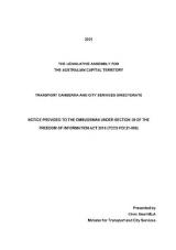 Thumbnail - Transport Canberra and City Services Directorate : notice provided to the Ombudsman under Section 39 of the Freedom of Information Act 2016 (TCCS for 21-008).