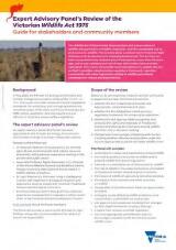 Thumbnail - Expert advisory panel's review of the Victorian Wildlife Act 1975 : guide for stakeholders and community members.