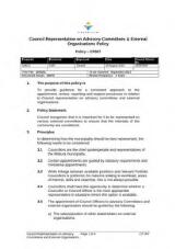 Thumbnail - Council Representation on Advisory Committees & External Organisations Policy - CP007 : 2010.