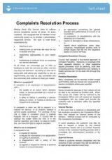 Thumbnail - Complaints Resolution Process : Fact Sheet